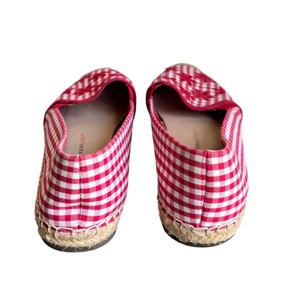 Isaac Mizrahi Live Red Gingham Floral Eyelet Espadrille Flats Womens‎ 9M
